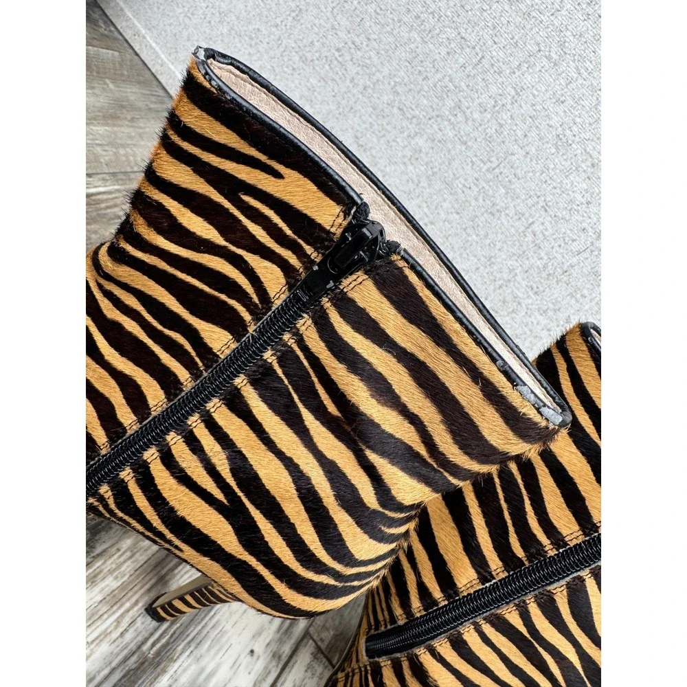 Wittner Zebra Print Calf Hair Ankle Boots Stiletto Platform 39/8.5‎ Animal Print